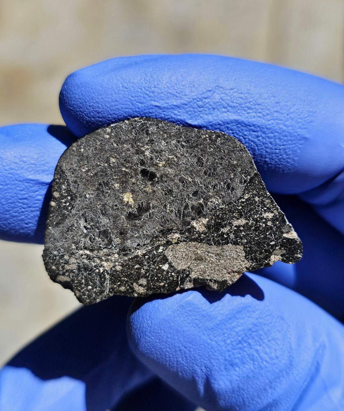 Meteorite**NWA 16349, Lunar Mare Basalt/Gabbro Breccia**12.184 grams, APOLLO 14 Meteorite**NWA 16349, Lunar Mare Basalt/Gabbro Breccia**12.184 grams, APOLLO 14