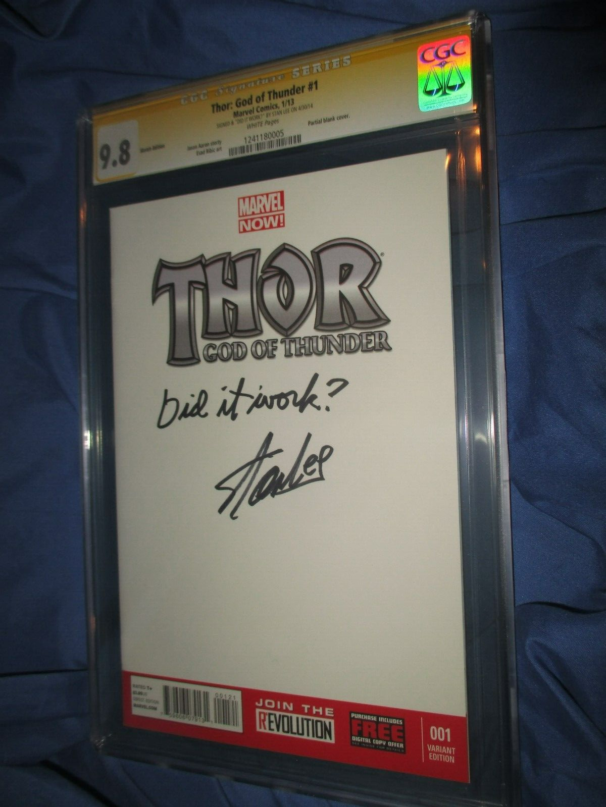 THOR #1 CGC 9.8 SS Signed by Stan Lee ~With Famous Movie Line Quote