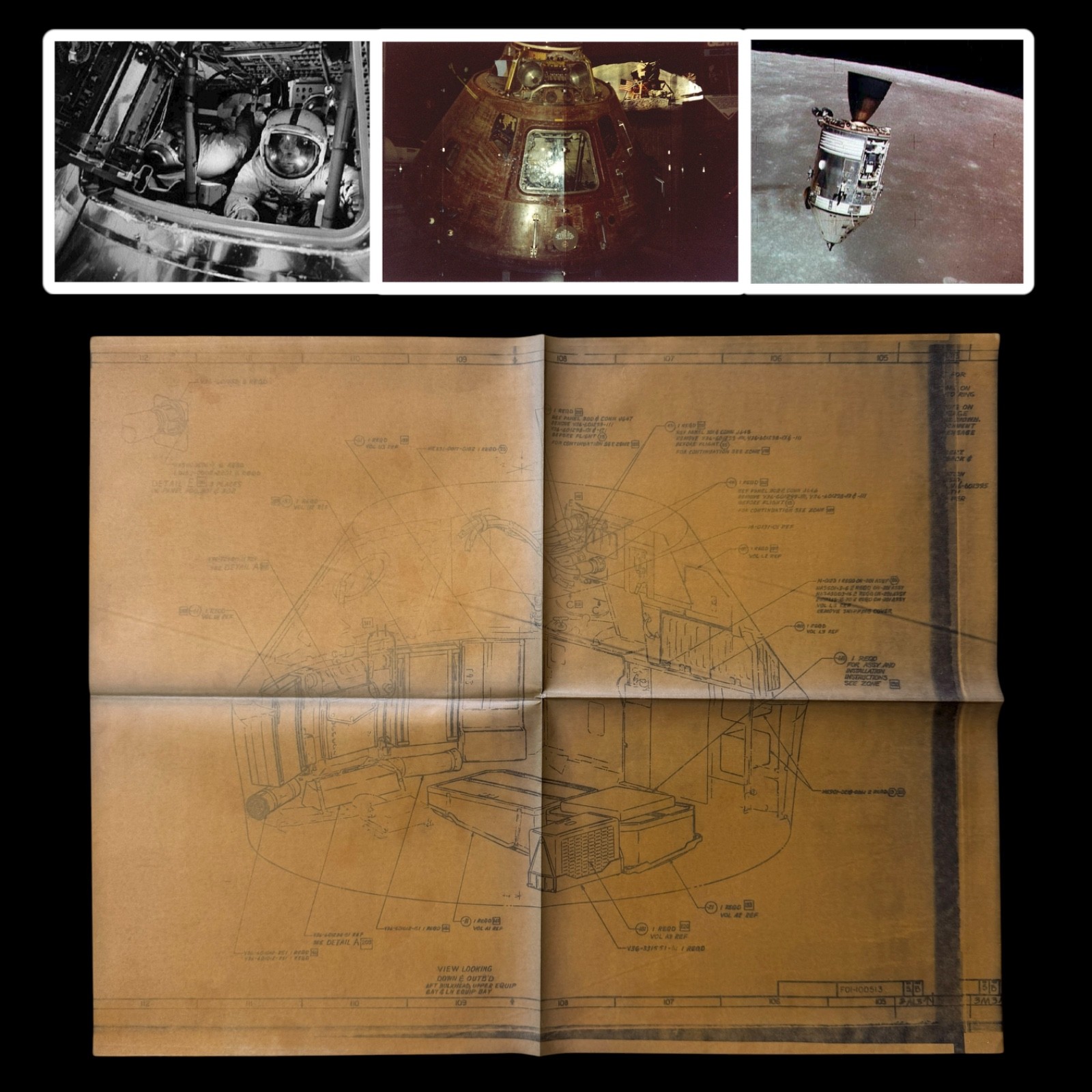 RARE Original 1971 Apollo 16 NASA Apollo Command Service Module CSM Blueprint #2 RARE Original 1971 Apollo 16 NASA Apollo Command Service Module CSM Blueprint #2