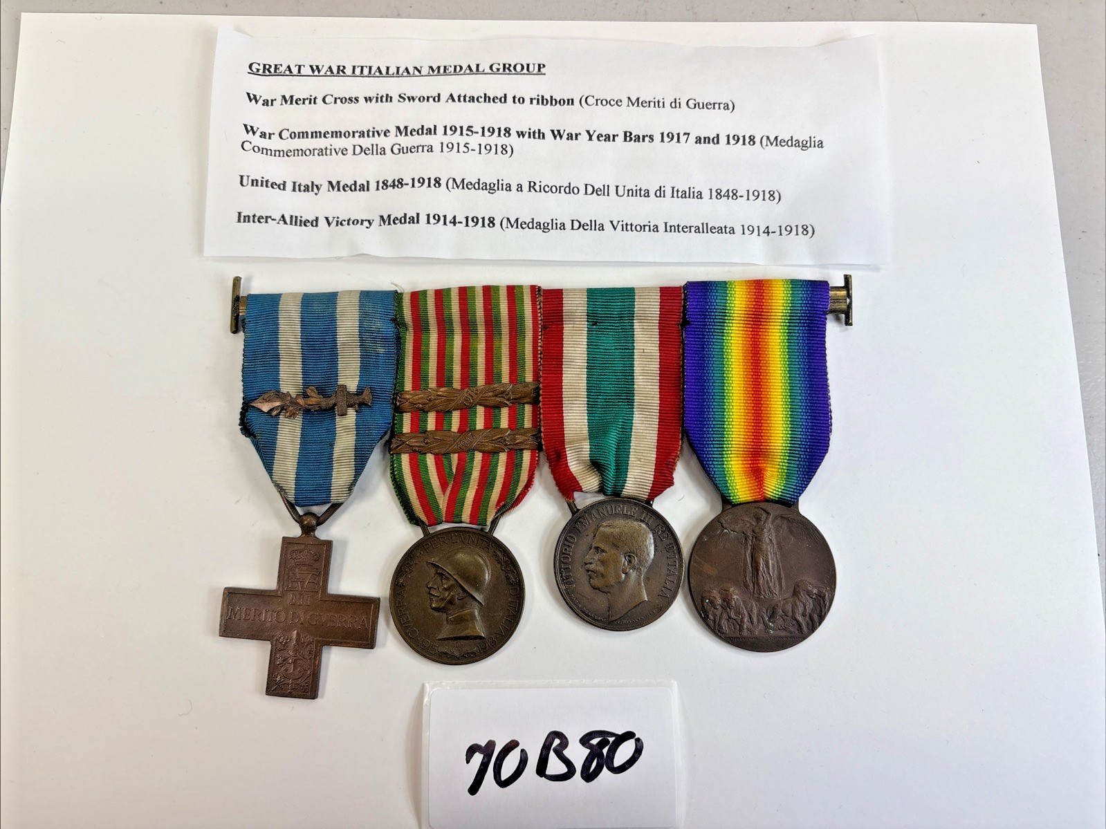 WW1 Italian 4-Medal Bar Ribbon Clasp Italo-Austrian Unification Award 70B80