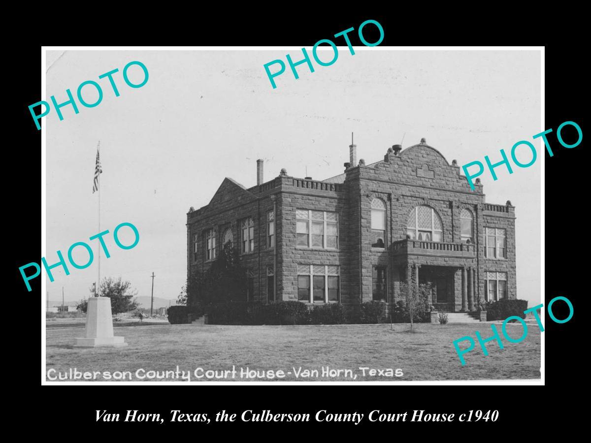 OLD LARGE HISTORIC PHOTO OF VAN HORN TEXAS CULBERSON COUNTY COURT HOUSE c1940 OLD LARGE HISTORIC PHOTO OF VAN HORN TEXAS CULBERSON COUNTY COURT HOUSE c1940