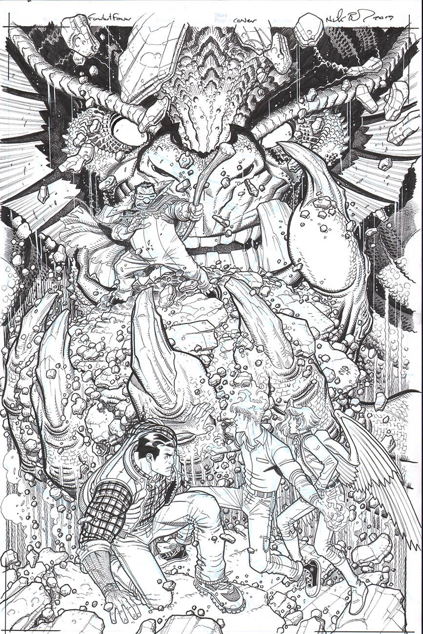 Nick Bradshaw   Fantastic Four 20 cover  Mole Man   Fing Fang Foom  original art