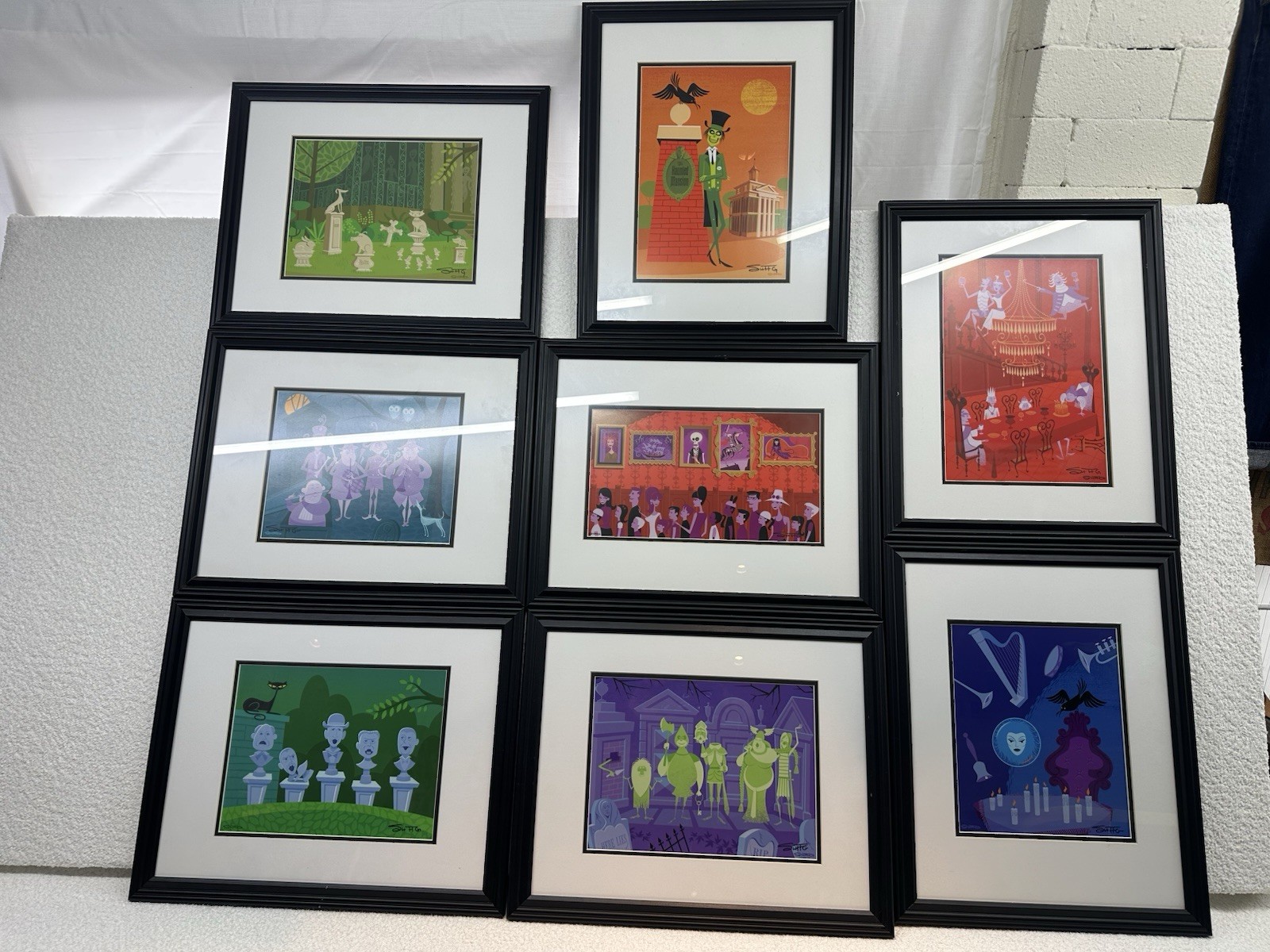 SHAG DISNEY HAUNTED MANSION FRAMED PRINTS ALL SIGNED SET OF 8 SHAG DISNEY HAUNTED MANSION FRAMED PRINTS ALL SIGNED SET OF 8