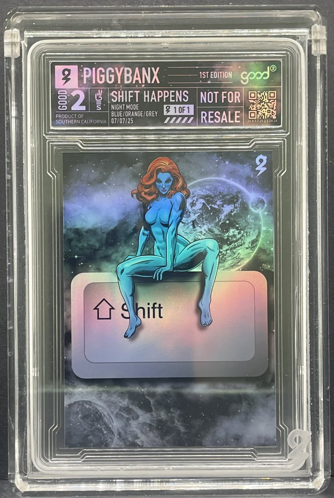 Piggybanx 1st 1/1 Shift Happens Night Mode B/O/G Mystique Black Graded Box & COA Piggybanx 1st 1/1 Shift Happens Night Mode B/O/G Mystique Black Graded Box & COA