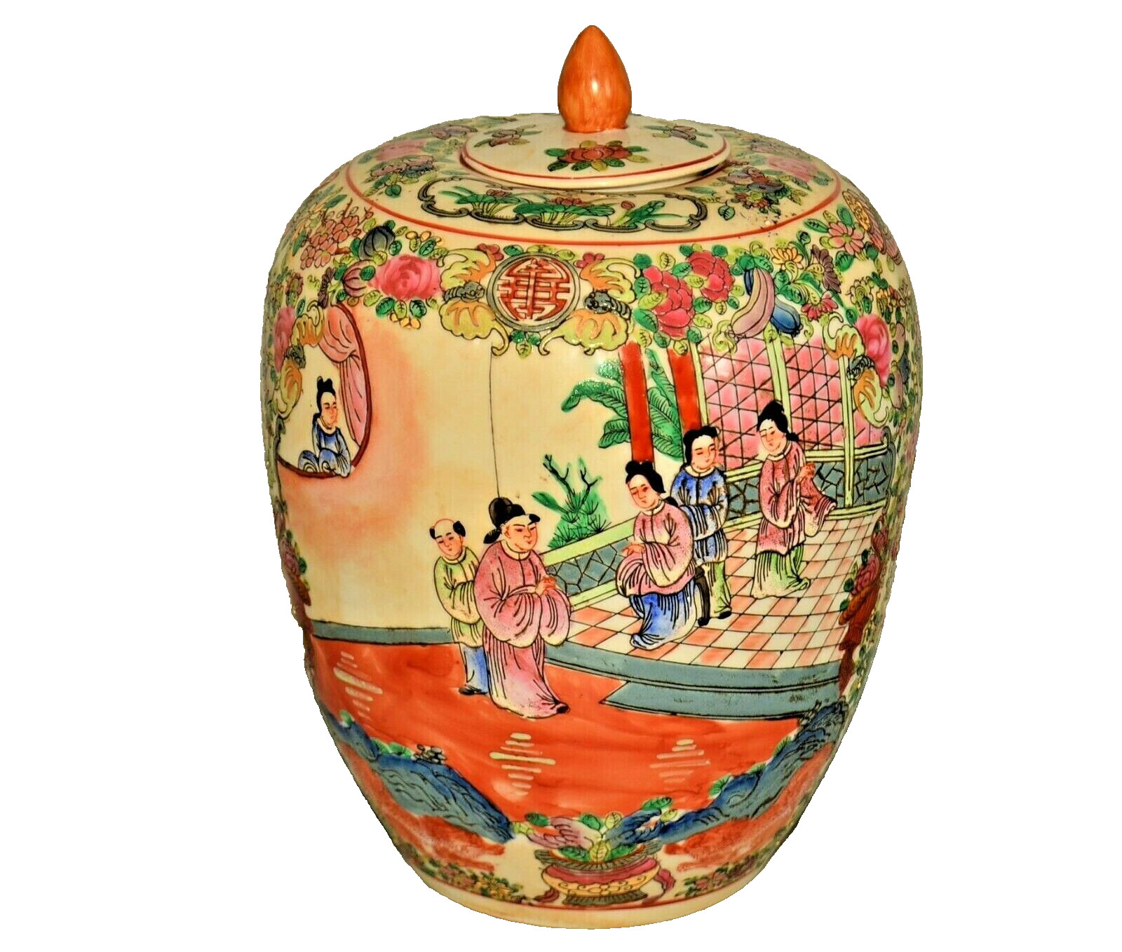 Antique Original Vintage Chinese Imperial Famille Rose Porcelain Vase Ginger Jar