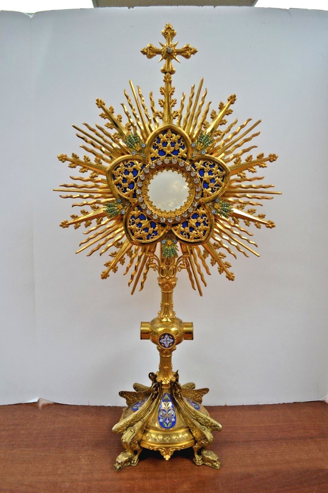 Older Traditional French Enameled Monstrance - 27 1/2