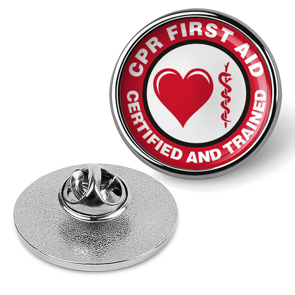 CPR First Aid - Certified and Trained Hat Pin Lapel Tie Tac Suit Shirt - Silver