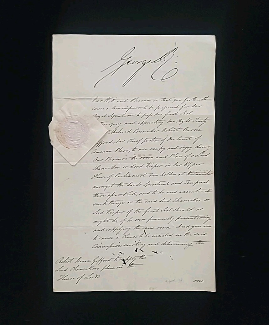 King George IV Signed Royalty Document Lord Chancellor Baron Gifford Robert Peel King George IV Signed Royalty Document Lord Chancellor Baron Gifford Robert Peel
