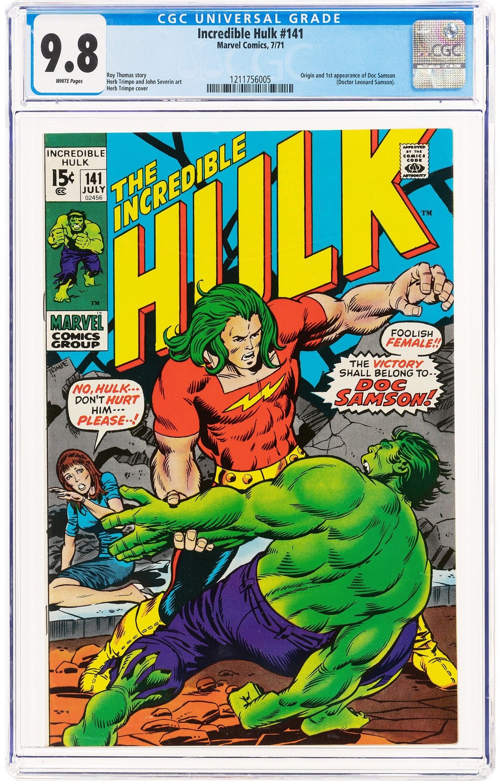 Incredible Hulk 141 CGC 9.8 WHITE PAGES Incredible Hulk 141 CGC 9.8 WHITE PAGES