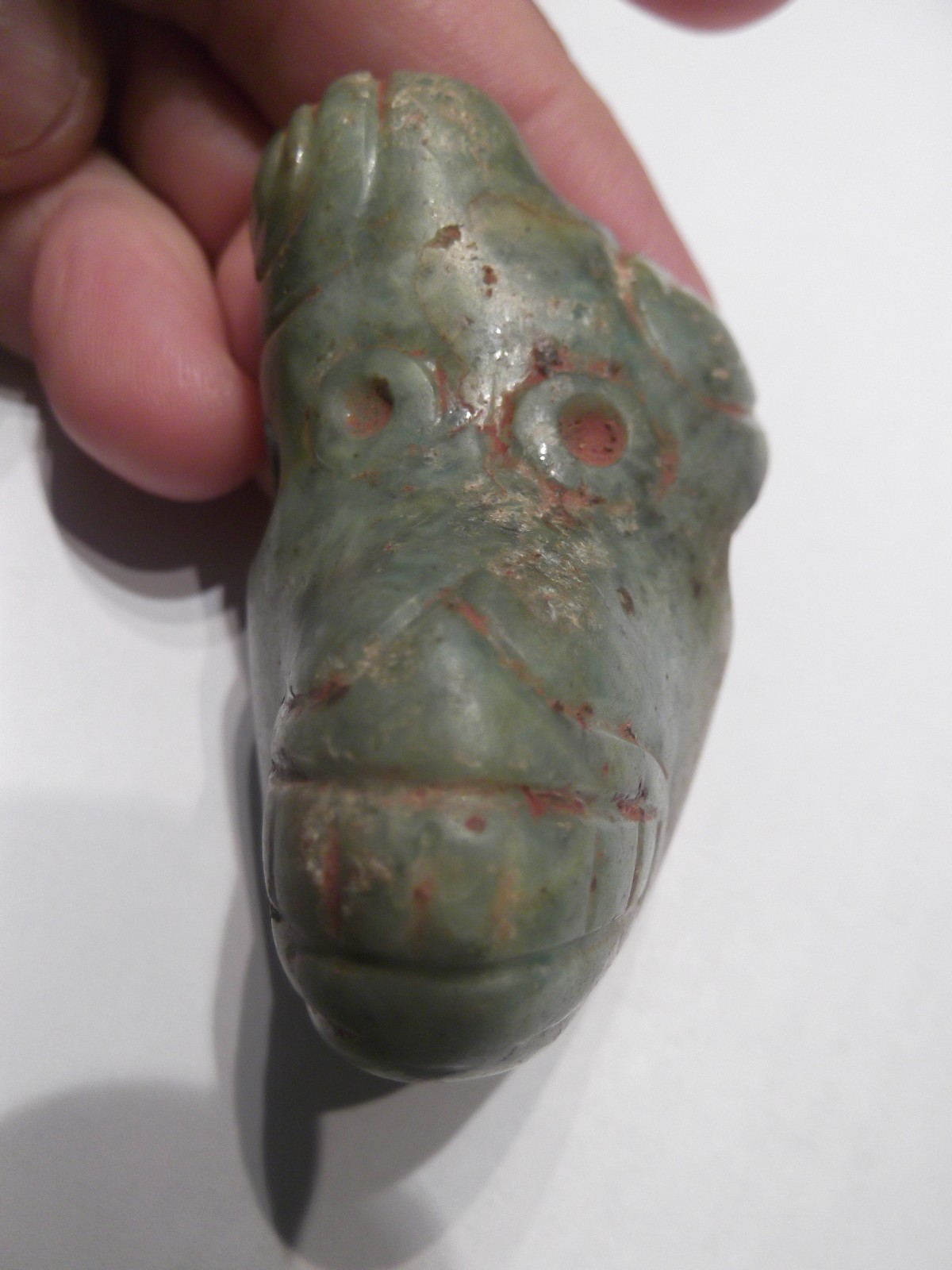 AMAZING Ancient Pre-Columbian Olmec Green JADEITE BEAD FIGURE PENDANT 2 3/8 AMAZING Ancient Pre-Columbian Olmec Green JADEITE BEAD FIGURE PENDANT 2 3/8