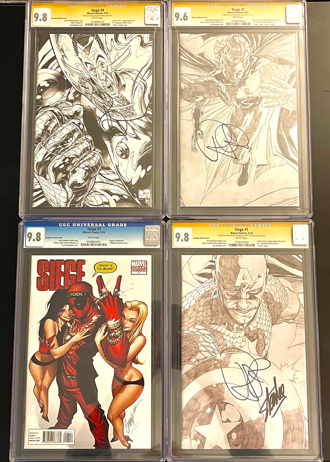 SIEGE #1 - #4 ALL RAREST OF VARIANTS INCL. #3 CAMPBELL DEADPOOL & #1 SS STAN LEE SIEGE #1 - #4 ALL RAREST OF VARIANTS INCL. #3 CAMPBELL DEADPOOL & #1 SS STAN LEE