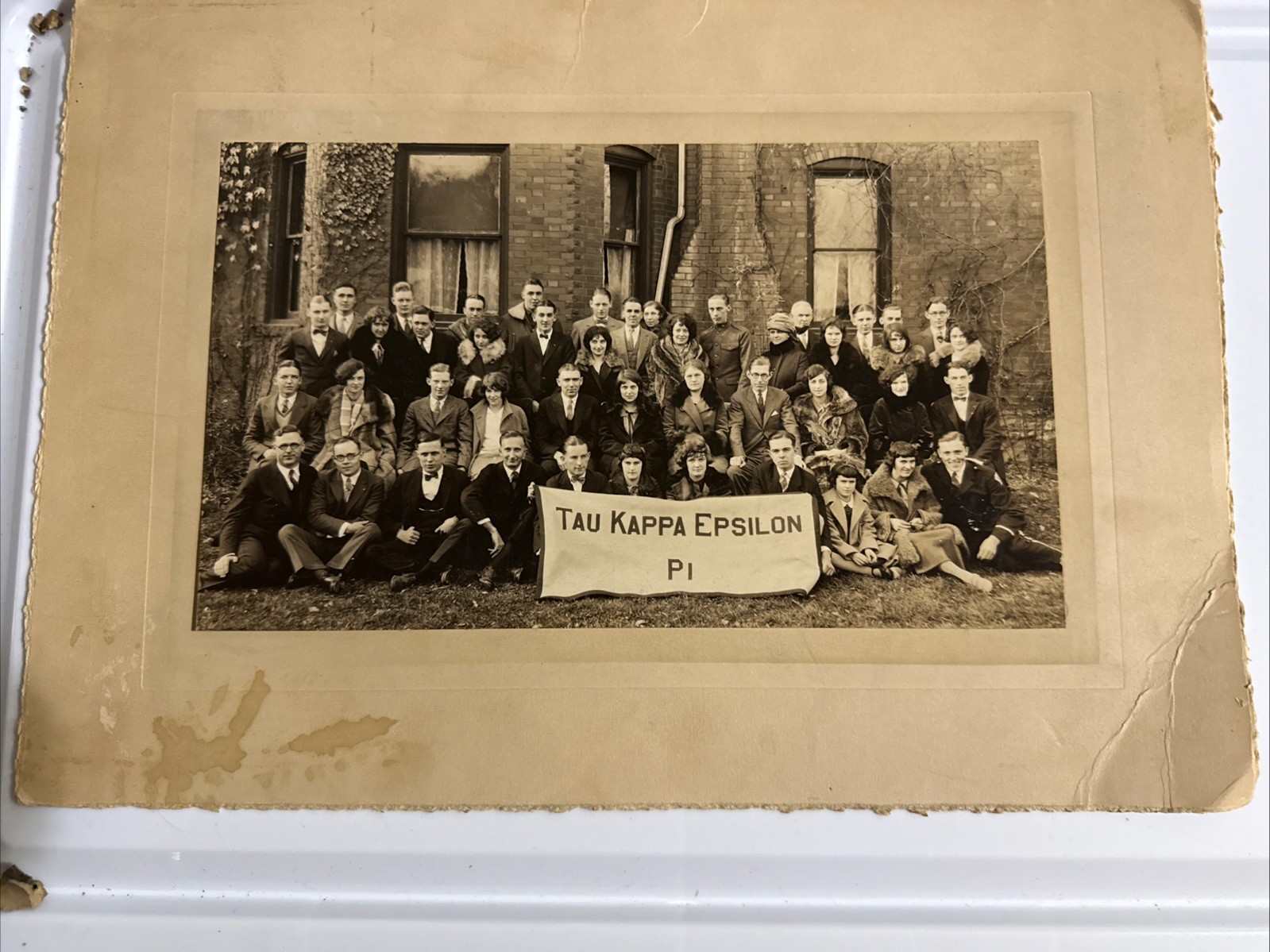Vintage Tau Kappa Epsilon Pi College Fraternity  1920’s Group Photo Sweethearts