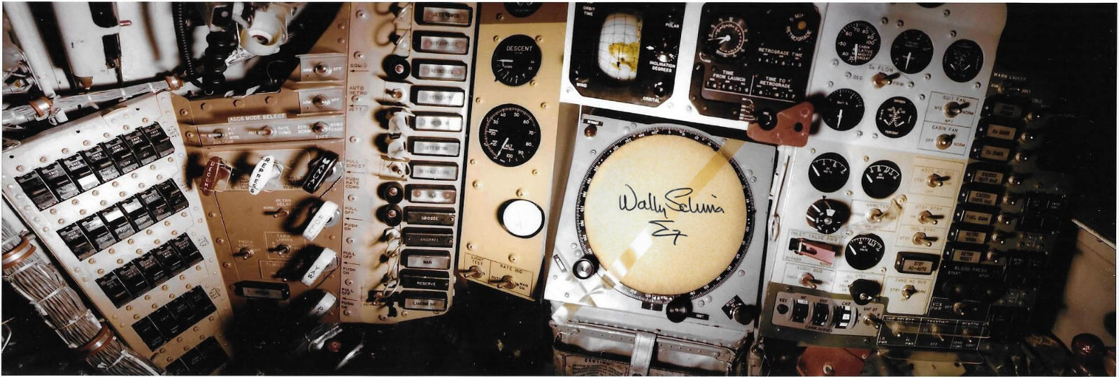 SIGMA 7 CAPSULE CONSOLE 30x10 PRINT SIGNED BY MERCURY 7 ASTRONAUT WALLY SCHIRRA