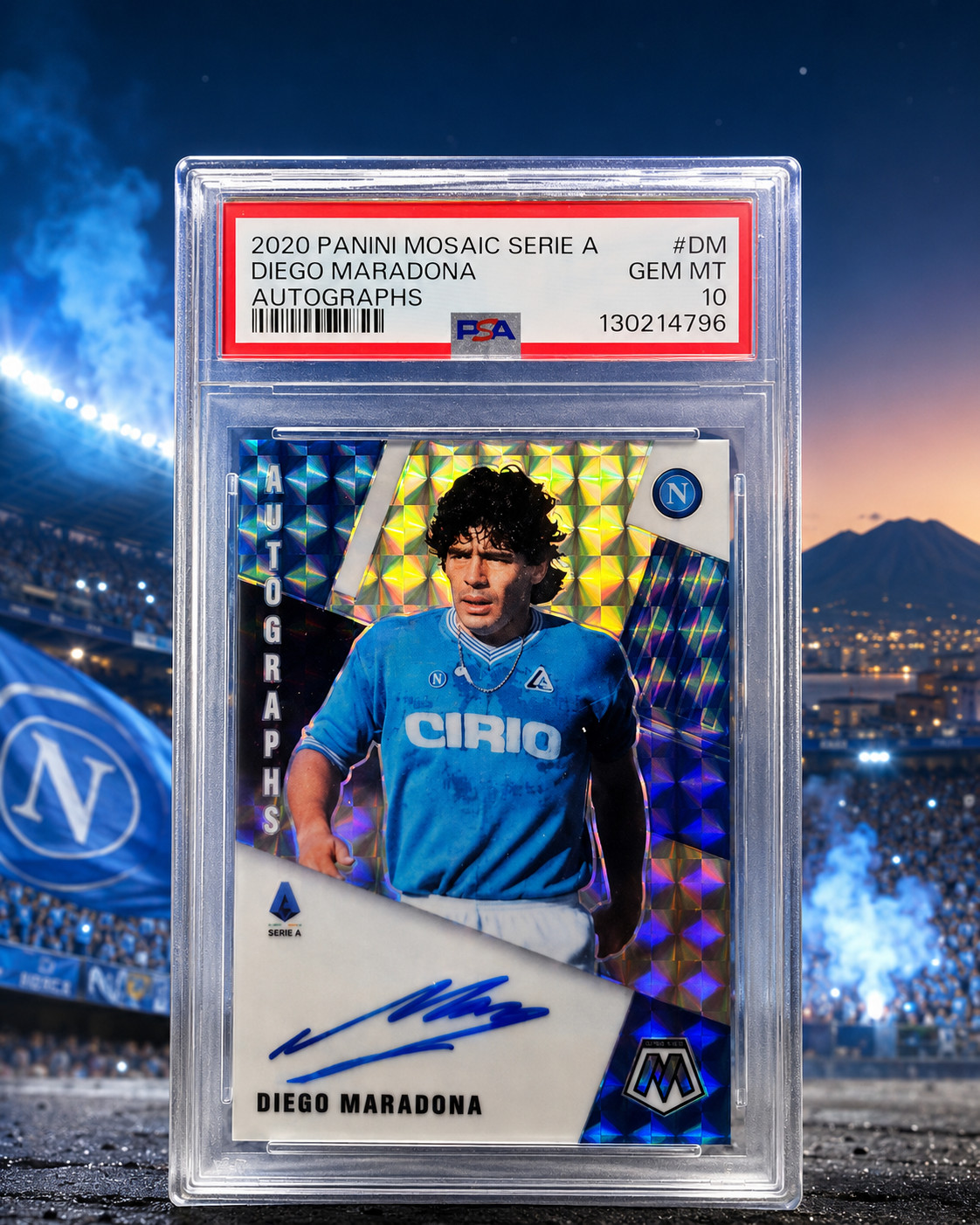 2020 Panini Mosaic Serie A Diego Maradona AUTO #DM PSA 10 GEM MINT Napoli POP 11