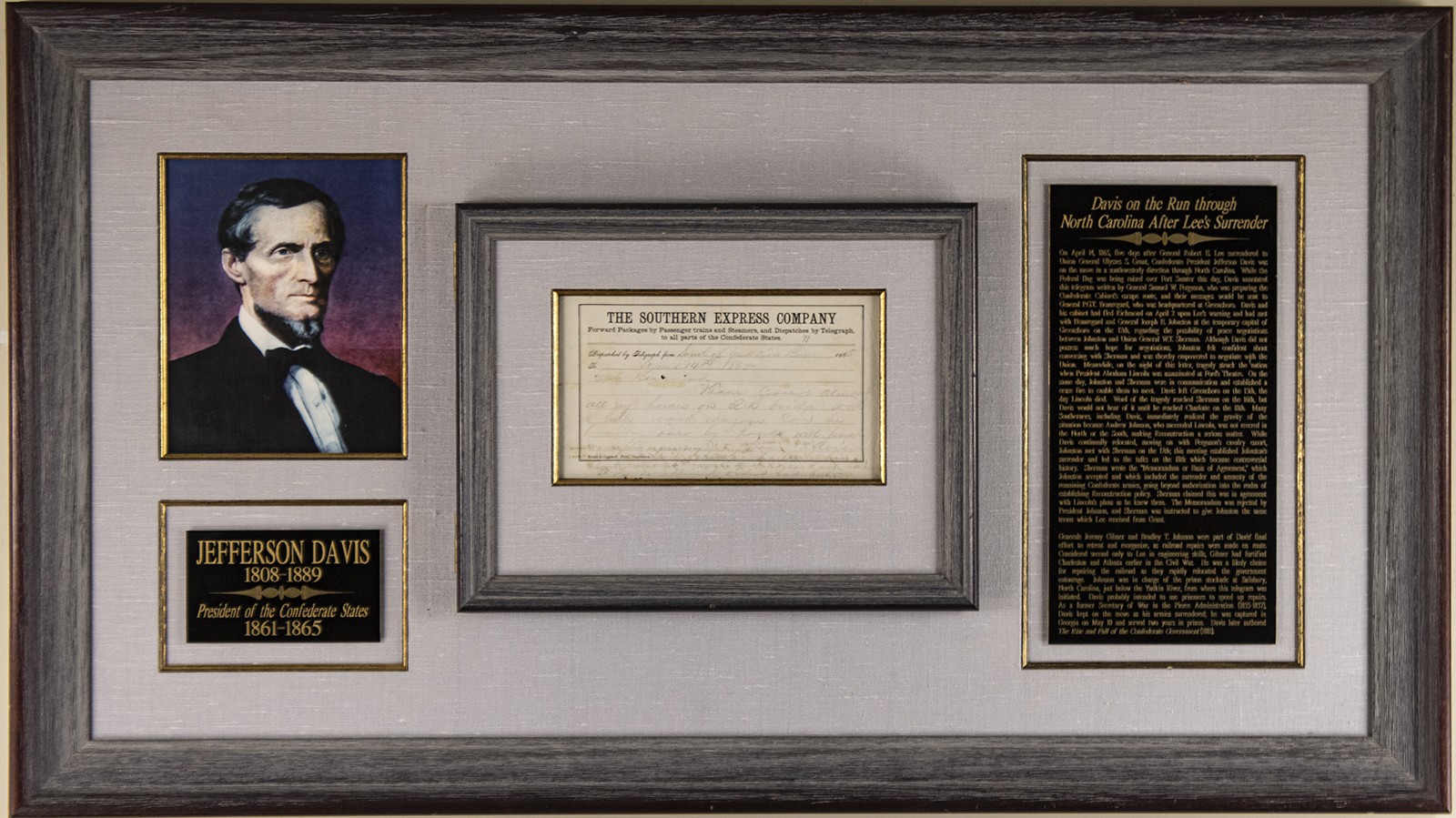 JEFFERSON DAVIS (CONFEDERATE STATES OF AMERICA) - AUTOGRAPH NOTE SIGNED