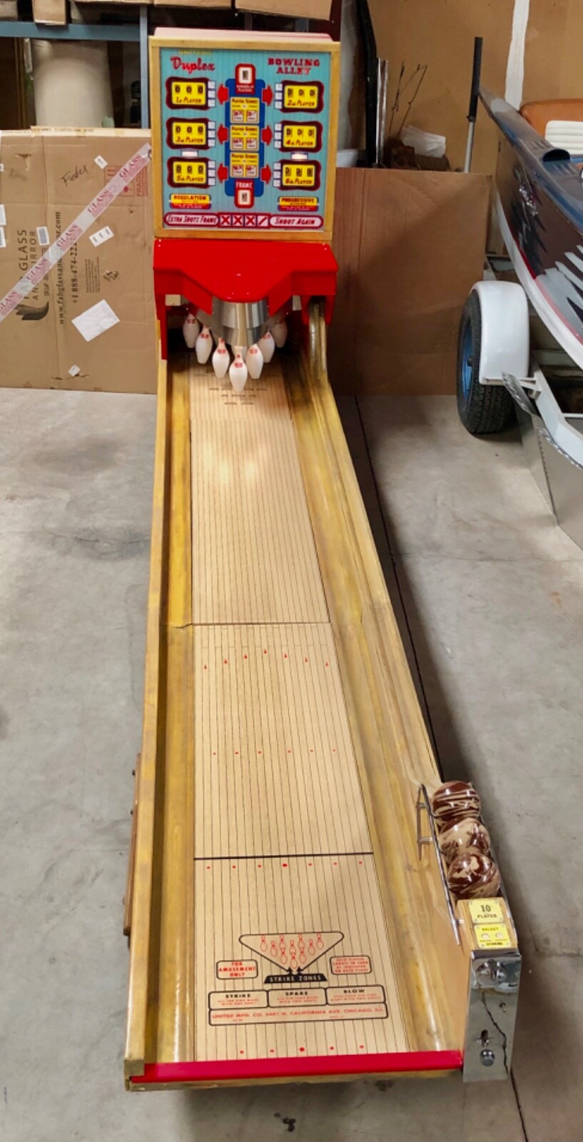 VINTAGE UNITED “DUPLEX” 16’ BIG BOWLER COIN OP RESTORED BOWLING ARCADE GAME VINTAGE UNITED “DUPLEX” 16’ BIG BOWLER COIN OP RESTORED BOWLING ARCADE GAME