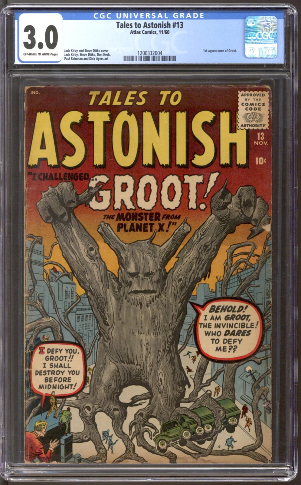 Tales to Astonish #13 CGC 3.0 (OW-W) 1st Appearance of Groot Tales to Astonish #13 CGC 3.0 (OW-W) 1st Appearance of Groot