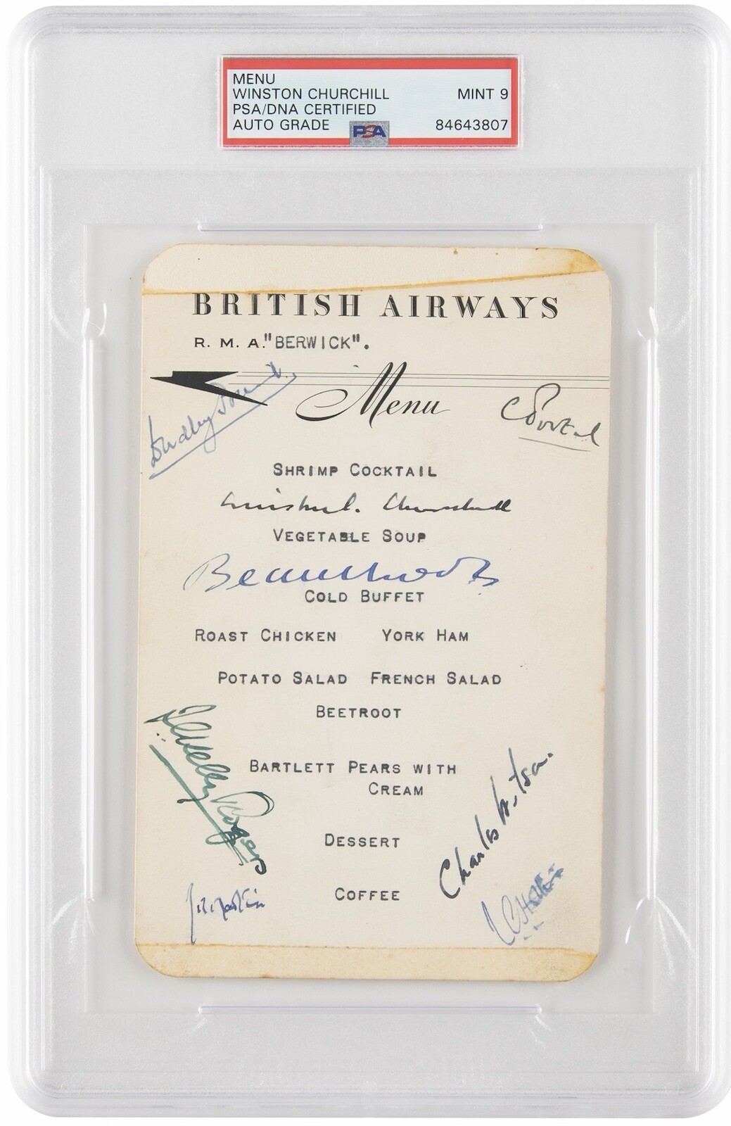 Winston Churchill Signed Flight Document WWII Cabinet US Visit PSA/DNA 9 Encased Winston Churchill Signed Flight Document WWII Cabinet US Visit PSA/DNA 9 Encased