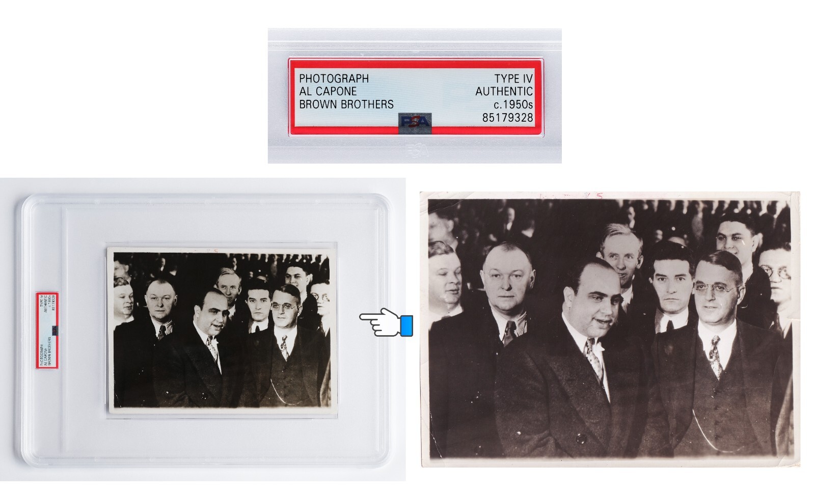 Al Capone 1931 (1950's) Scarface Chicago Mafia Boss PSA Encapsulated Photo 136/2 Al Capone 1931 (1950's) Scarface Chicago Mafia Boss PSA Encapsulated Photo 136/2
