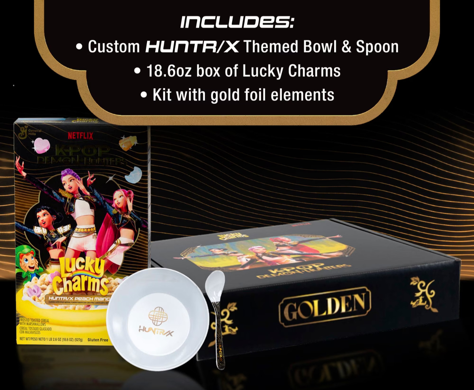 KPOP DEMON HUNTERS NETFLIX SONY WALMART GENERAL MILLS LUCKY CHARMS CEREAL SET