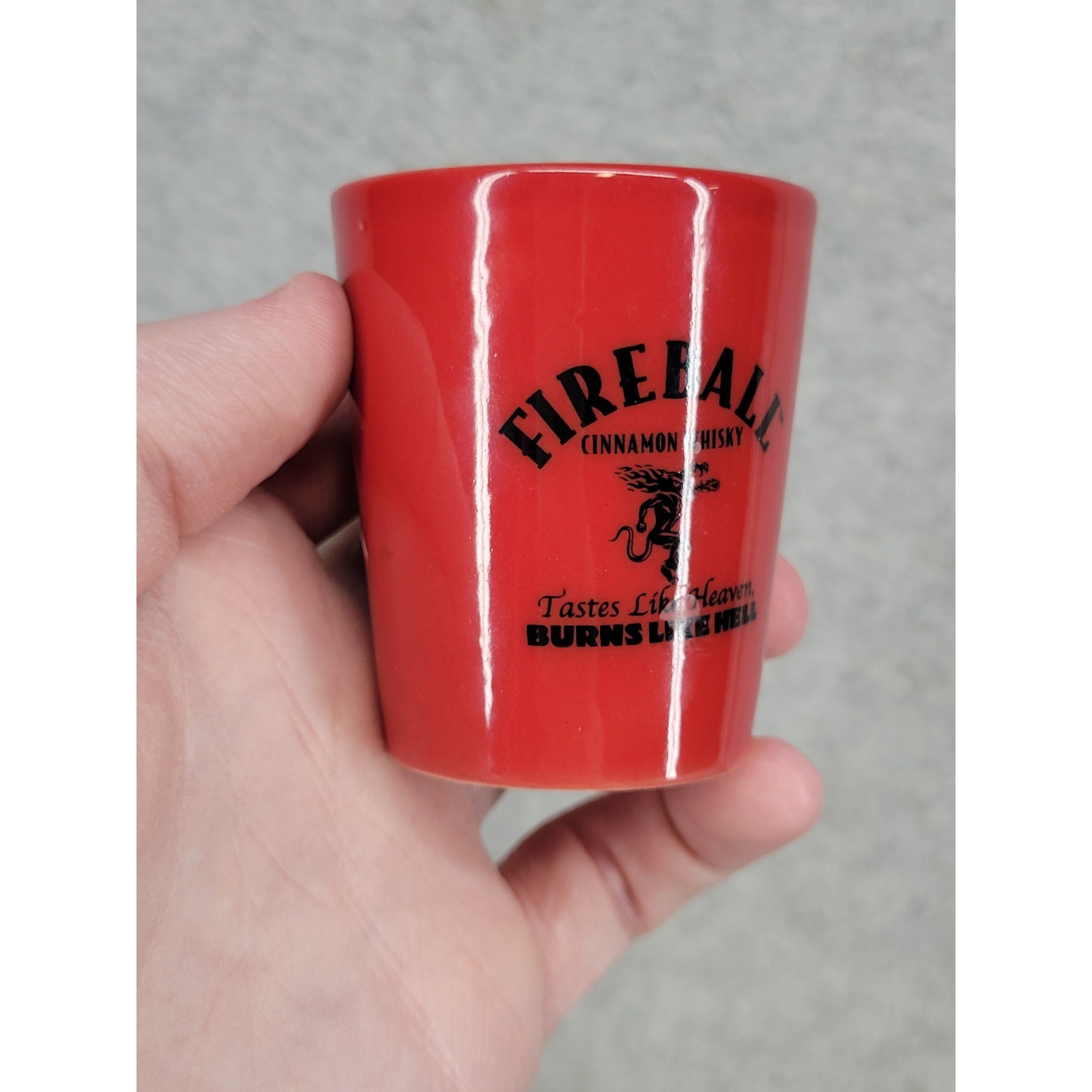 Fireball Cinnamon Whisky Red Ceramic Shot Glass 2.25