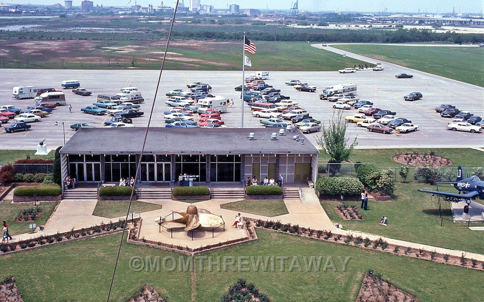 1976 COLOR SLIDE 1788 AL Mobile Battleship Memorial Park View Museum from Deck