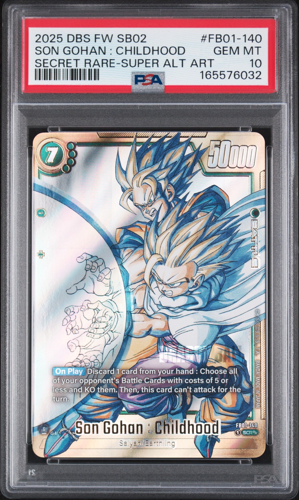 2025 SECRET RARE-SUPER ALTERNATE ART #FB01-140 SON GOHAN : CHILDHOOD PSA 10