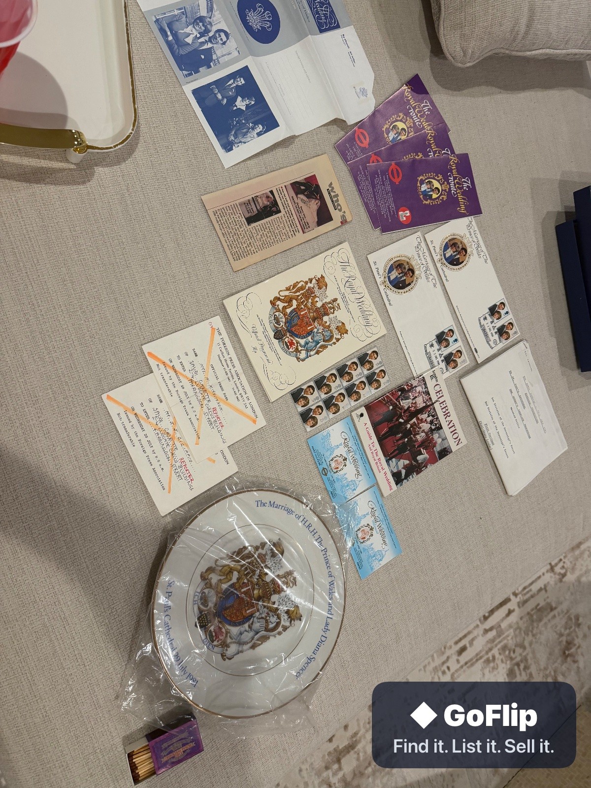 Prince Charles & Lady Diana 1981 Royal Wedding Memorabilia Lot Press Passes Prince Charles & Lady Diana 1981 Royal Wedding Memorabilia Lot Press Passes