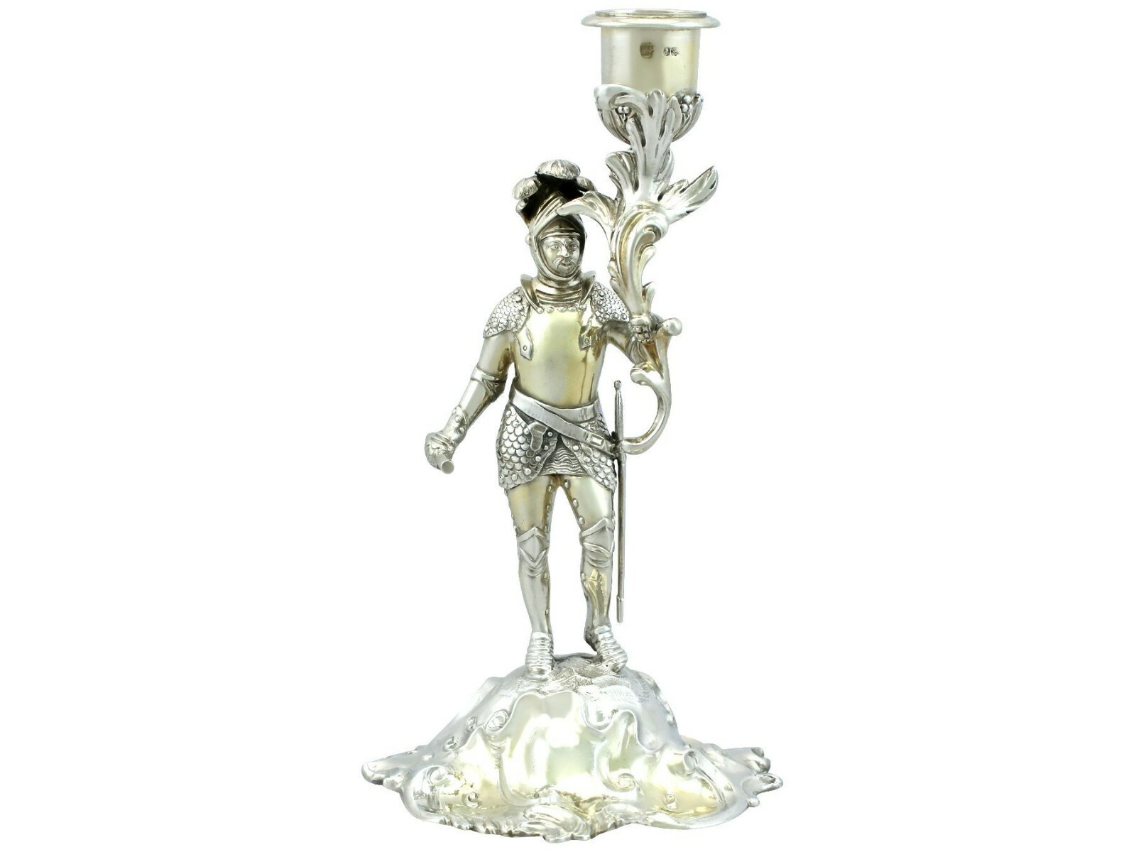 Sterling Silver Gilt Figural Candlestick by Charles Thomas Fox & George Fox