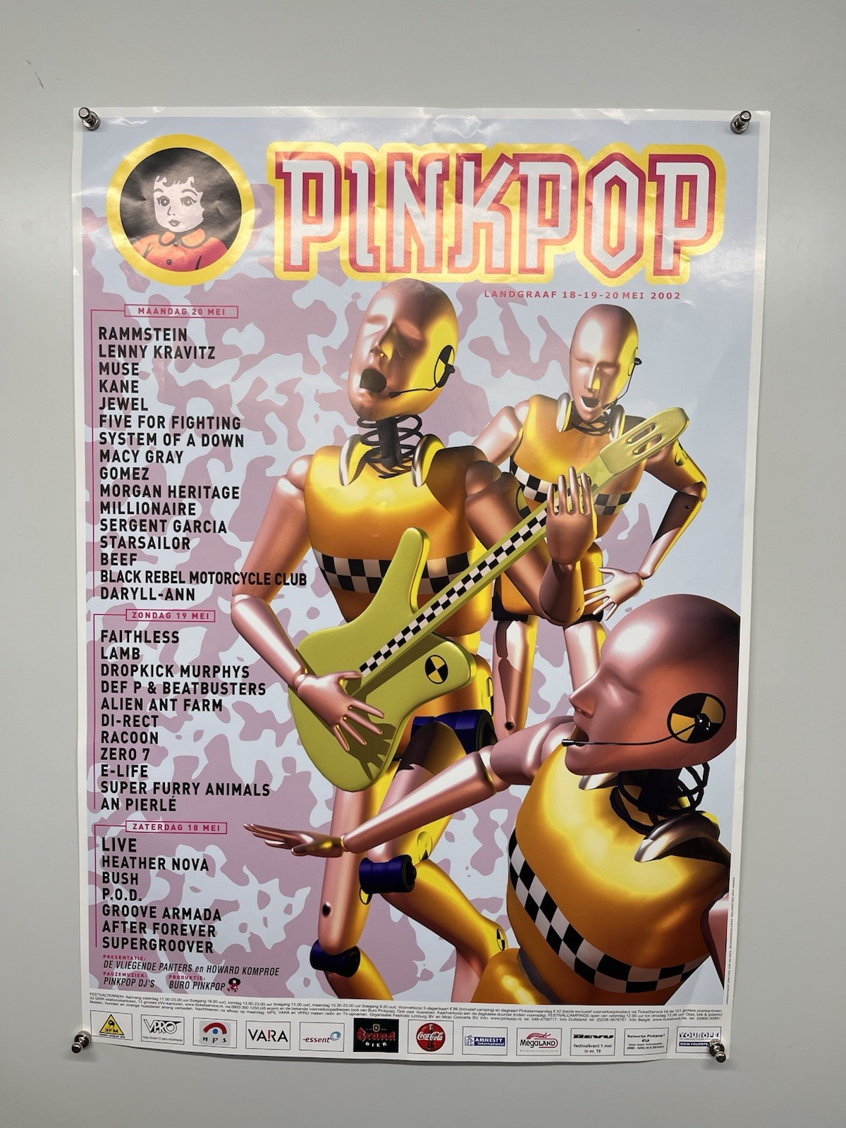 PinkPop Festival Poster Lenny Kravitz Faithless Original Venue Promotion 1998 PinkPop Festival Poster Lenny Kravitz Faithless Original Venue Promotion 1998