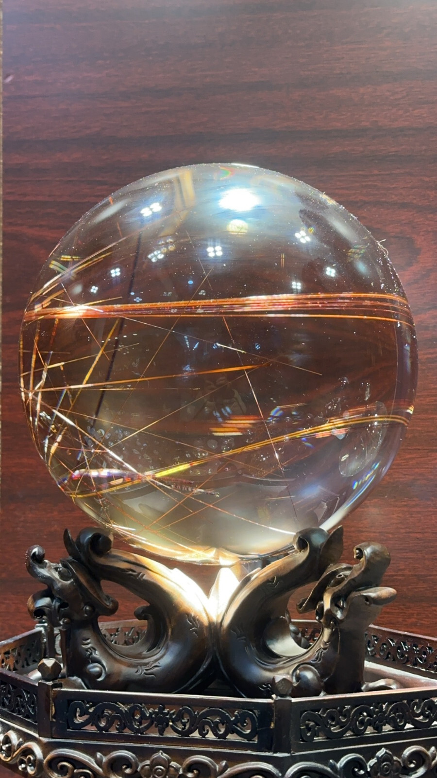 198mm Top Natural Copper hair quartz Sphere Crystal Energy Ball Reiki Healing 198mm Top Natural Copper hair quartz Sphere Crystal Energy Ball Reiki Healing