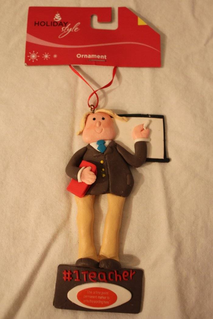 NEW Christmas Tree Ornament #1 Teacher Male Personalize Instructor Prof Holiday