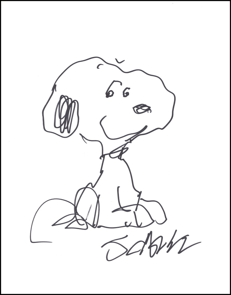 Charles M Schulz Signed Autograph 11x14 Hand Drawn Peanuts Snoopy Sketch BAS COA