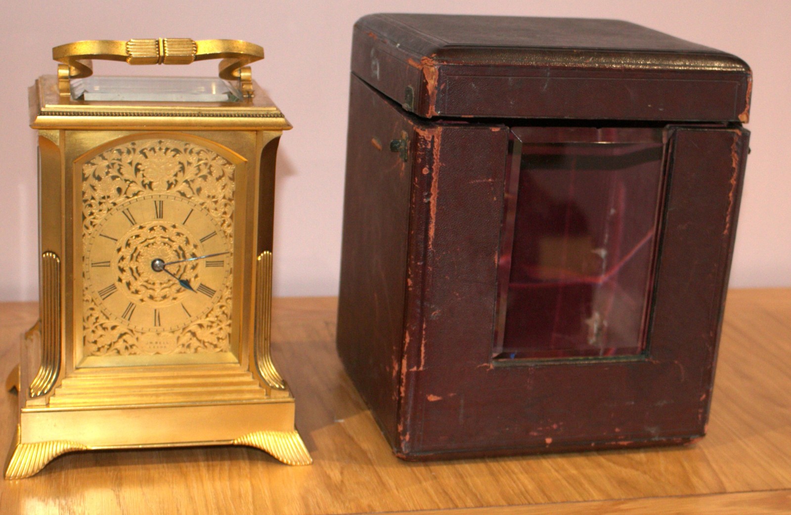 ANTIQUE ENGLISH GIANT GILT BRONZE STRIKING AND REPEATING FUSEE CARRIAGE CLOCK ANTIQUE ENGLISH GIANT GILT BRONZE STRIKING AND REPEATING FUSEE CARRIAGE CLOCK