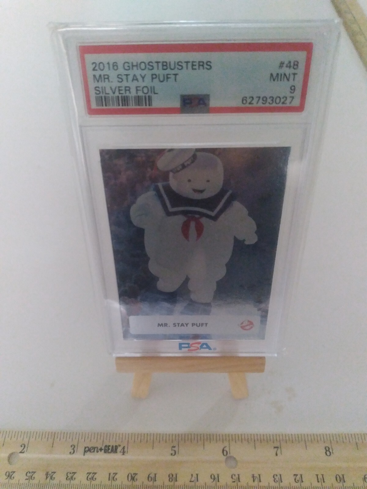 2016 Ghostbusters Mr. Stay Puft Silver Foil PSA MINT 9 # 48 WOW Gorgeous Card