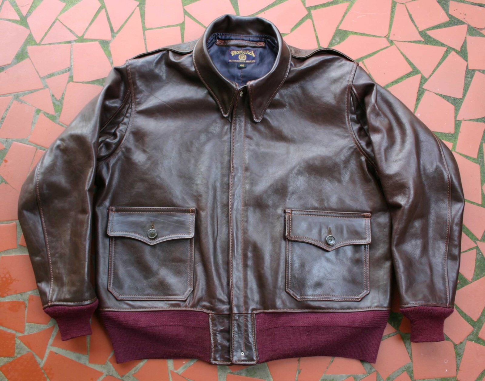 MONARCH Pre WW-2 REPRO AN-J-3, A-2 Type HORSE HIDE LEATHER FLIGHT JACKET BUILD