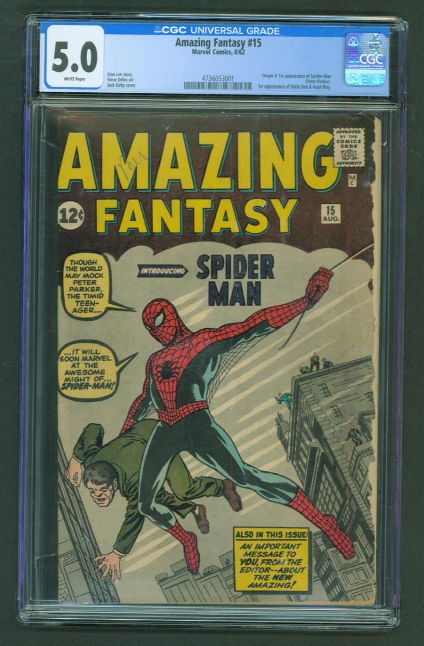 Amazing Fantasy #15 CGC 5.0 RARE WHITE PAGES 1962 GRAIL 1ST SPIDER-MAN