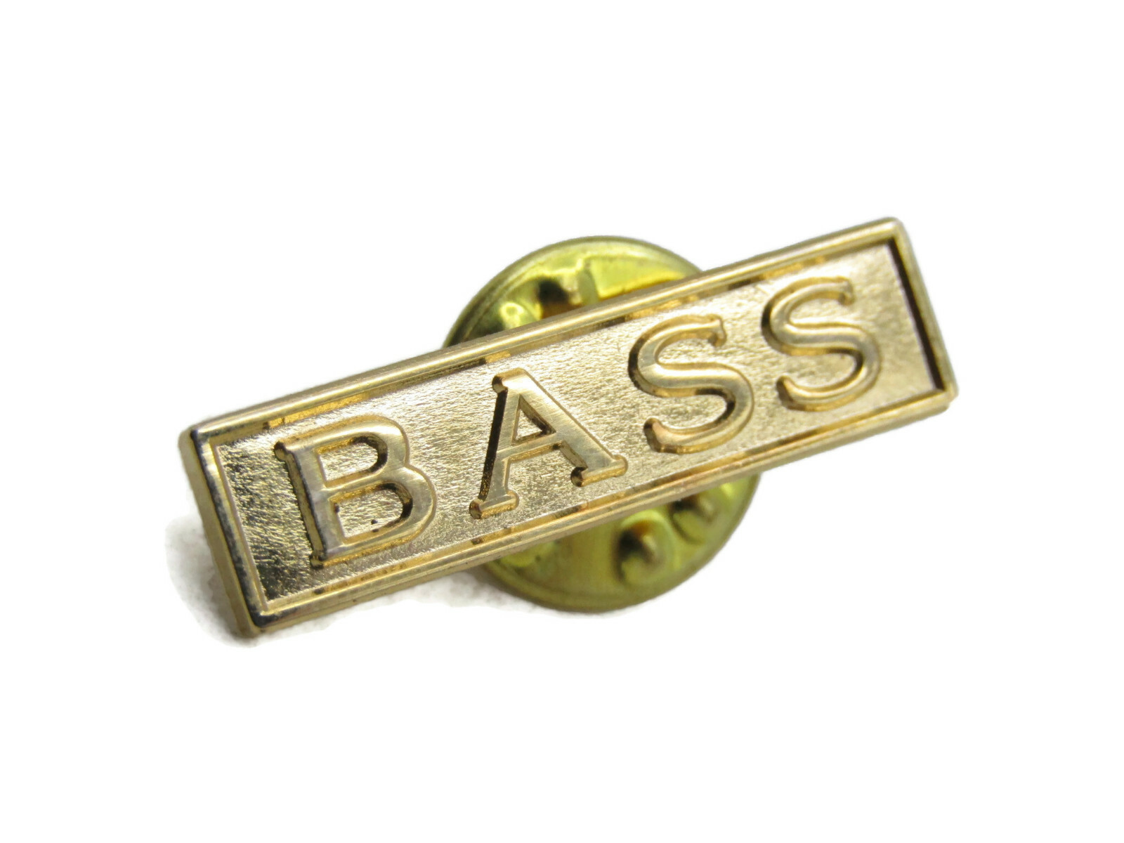 Vintage BASS Pin Gold Tone Bar Lapel Hat Tie Tack Choir Singer Band Musician