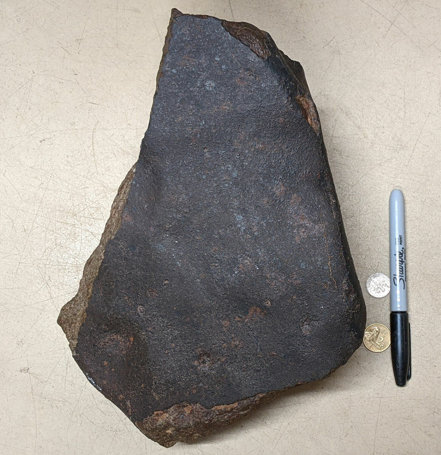 SIZE & 30% CRUST MATTERS on a 8.7 Kilo Unclassified Museum Quality NWA METEORITE