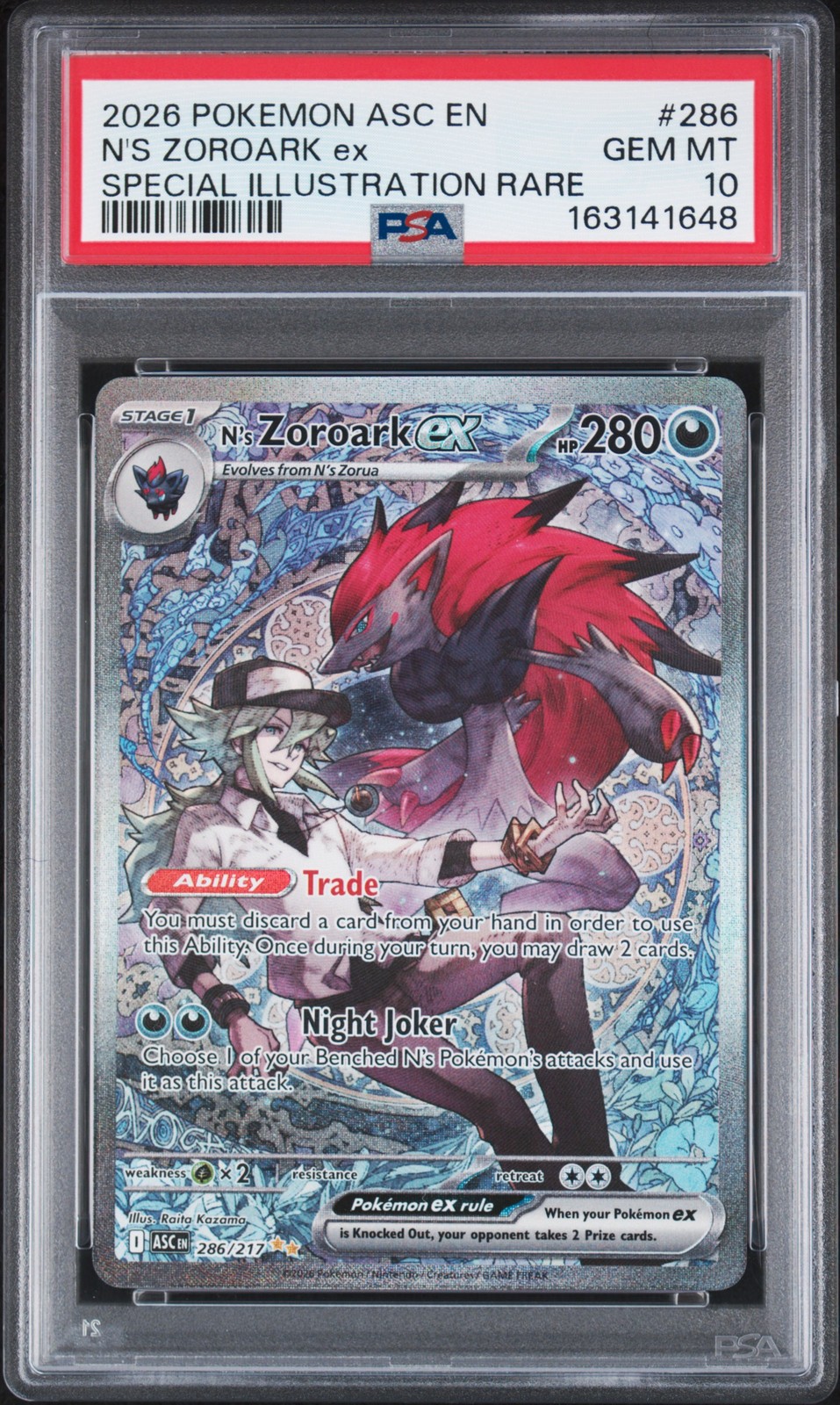 PSA 10 N'S ZOROARK EX 286/217 | Ascended Special Illustration Rare Pokemon Card PSA 10 N'S ZOROARK EX 286/217 | Ascended Special Illustration Rare Pokemon Card