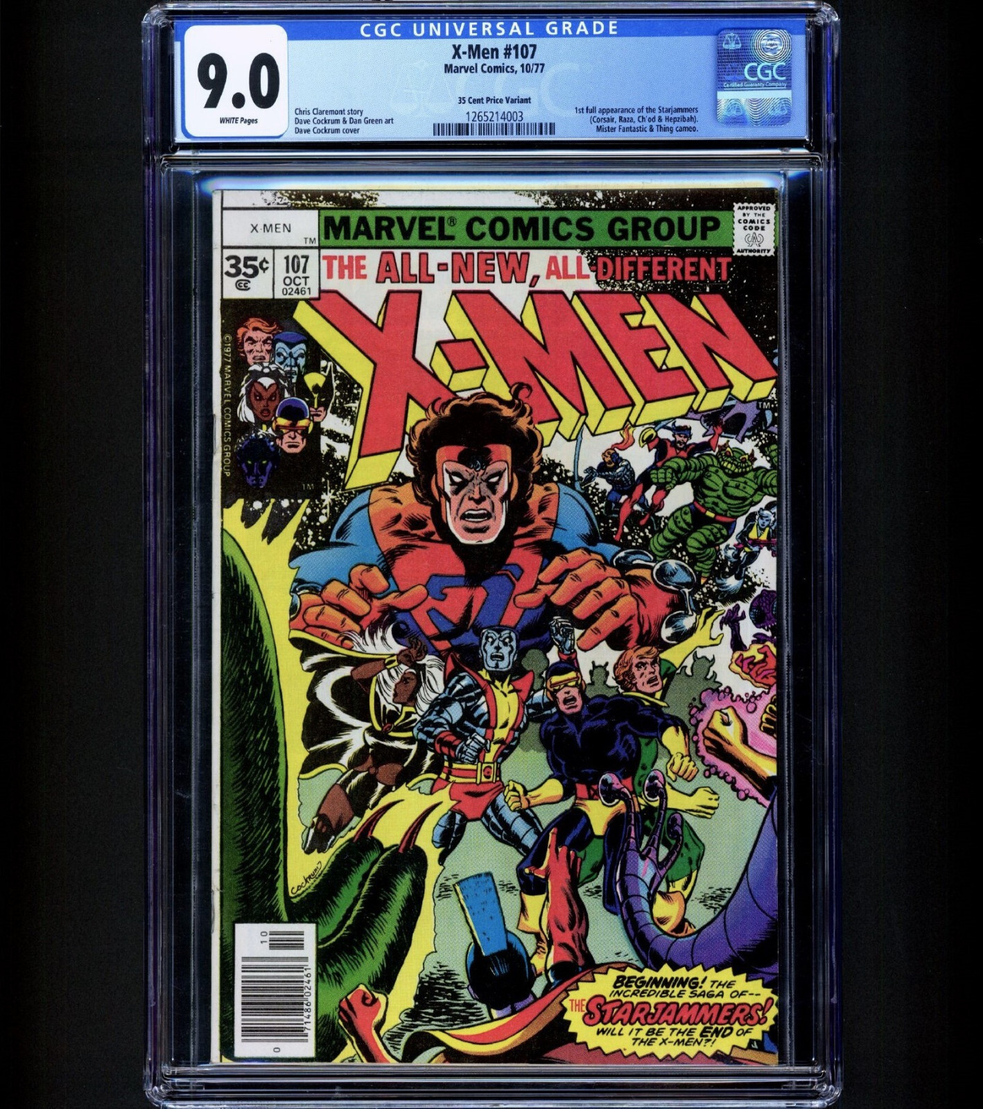 RARE 35c PRICE VARIANT X-Men #107 CGC 9.0 1st Gladiator Starjammers + More 1977 RARE 35c PRICE VARIANT X-Men #107 CGC 9.0 1st Gladiator Starjammers + More 1977
