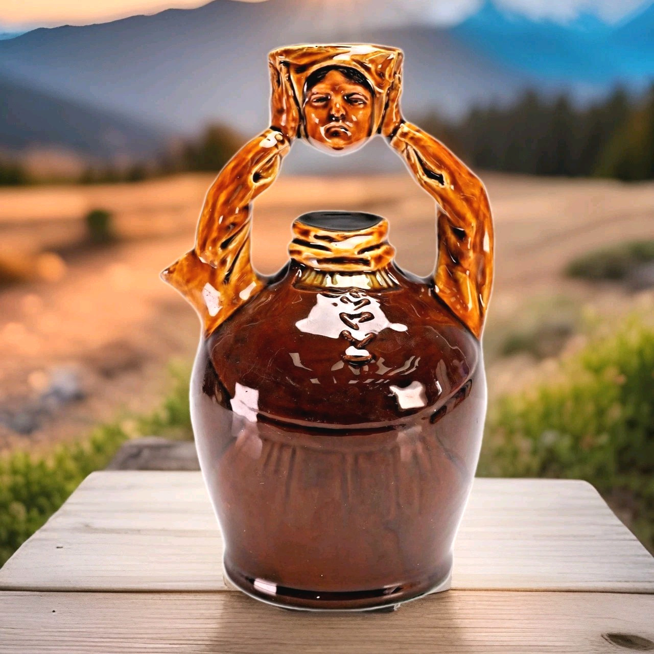 Rare Famous Royal Doulton Kingsware Whiskey Flask Jug The Quiet Woman, Prototype