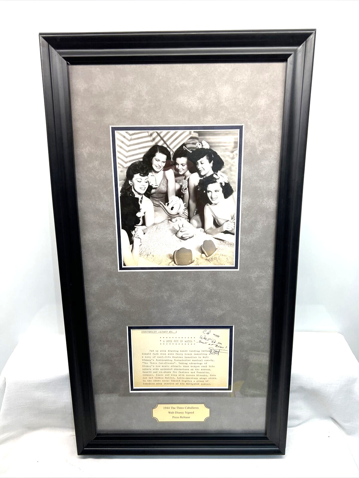 RARE 1944 WALT DISNEY SIGNED The Three Caballeros Press Photo Ed Plumb COMPOSER