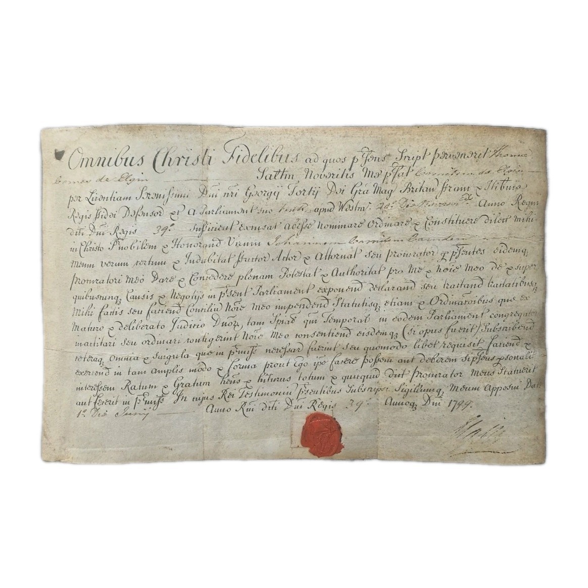 Lord Elgin Thomas Bruce Signed 1799 Parliamentary Proxy Wax Seal Baron Cawdor UK Lord Elgin Thomas Bruce Signed 1799 Parliamentary Proxy Wax Seal Baron Cawdor UK