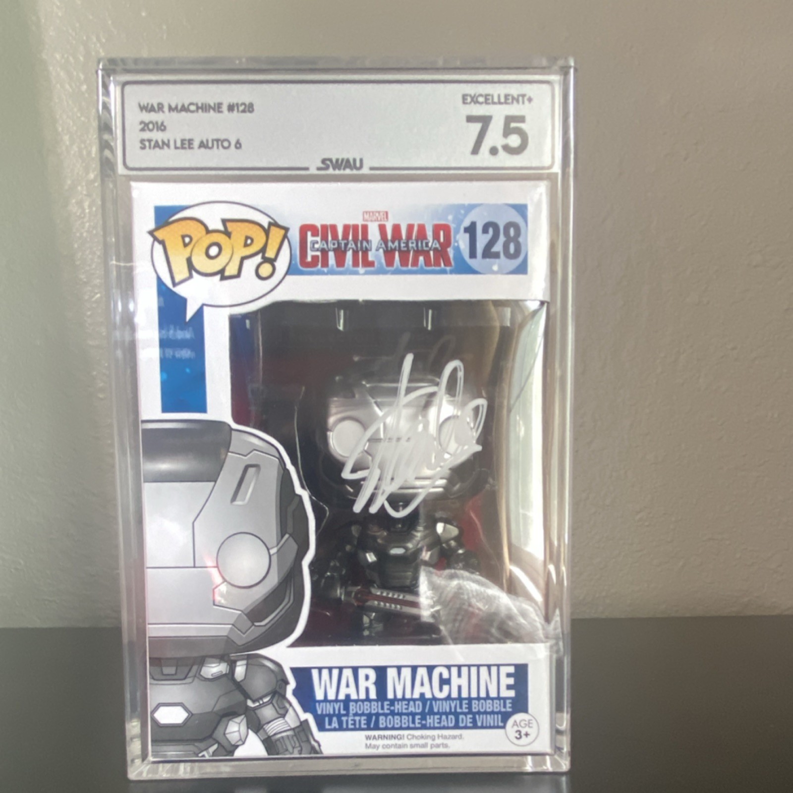 Funko Pop Marvel War Machine #128 Civil War Stan Lee Auto PSA Graded SWAU Funko Pop Marvel War Machine #128 Civil War Stan Lee Auto PSA Graded SWAU