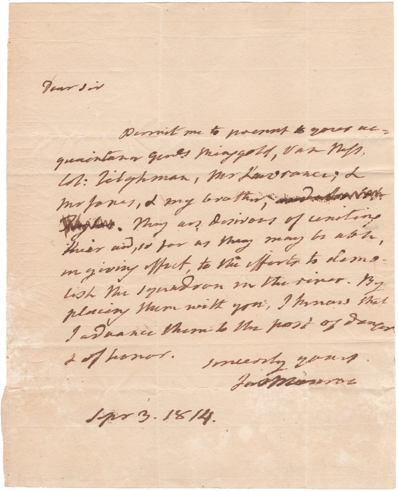 James Monroe Important 1814 Letter Signed His Response to Burning of Washington