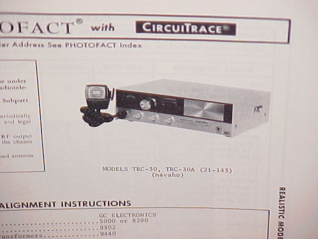 1975 REALISTIC CB RADIO SERVICE MANUAL MODELS TRC-30 & TRC-30A (21-143) (NAVAHO)