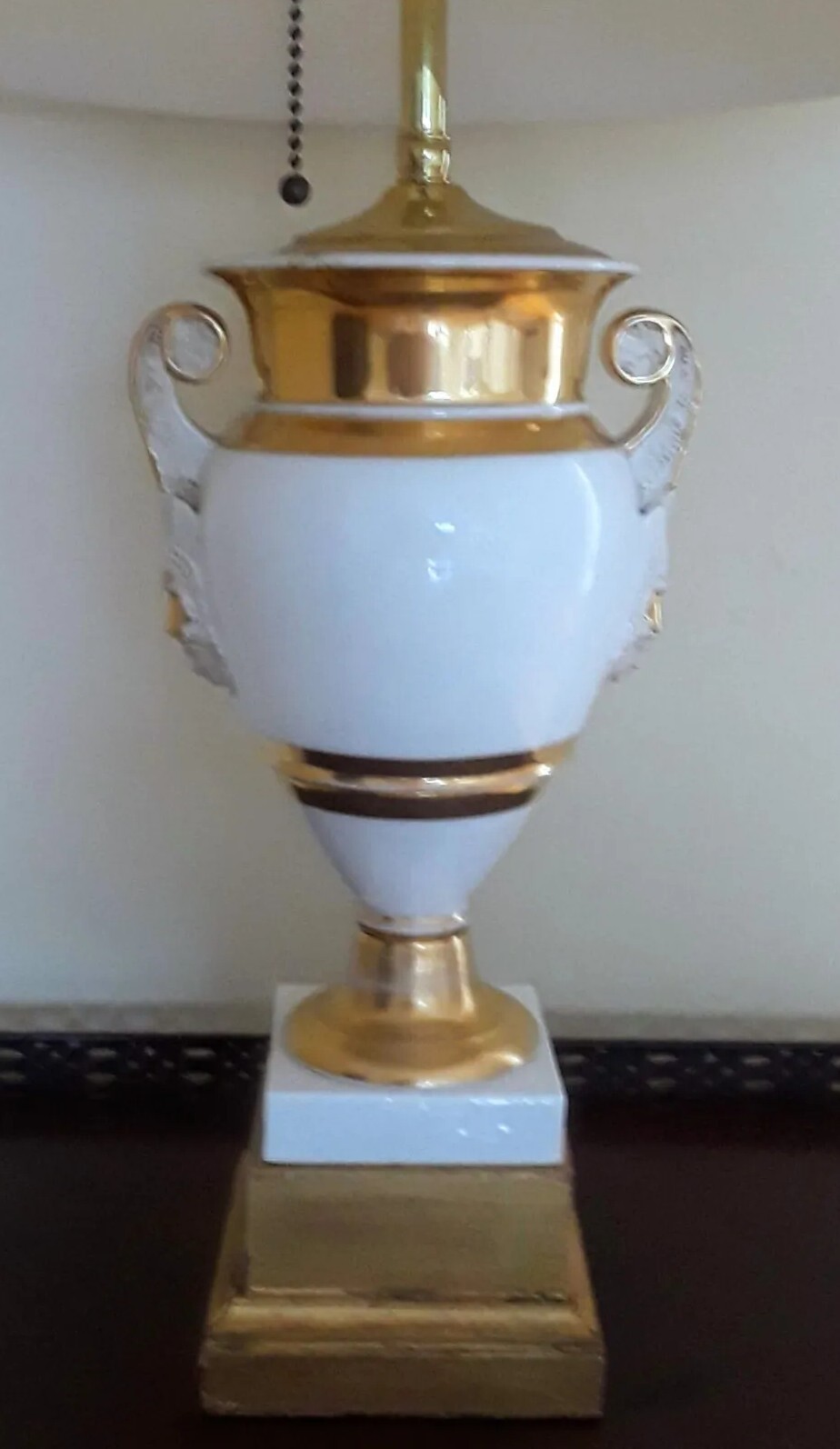 A MOST ELEGANT PAIR of White & Gold LOUIS PHILIPPE URNS wired as Table Lamps A MOST ELEGANT PAIR of White & Gold LOUIS PHILIPPE URNS wired as Table Lamps