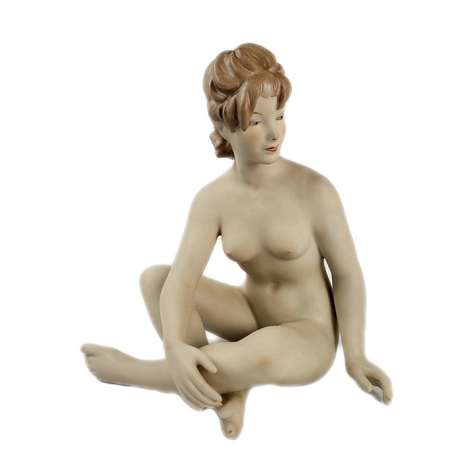 Rare Wallendorf Germany Porcelain Figurine Sitting Girl Nude Marked Large 8.5 Rare Wallendorf Germany Porcelain Figurine Sitting Girl Nude Marked Large 8.5