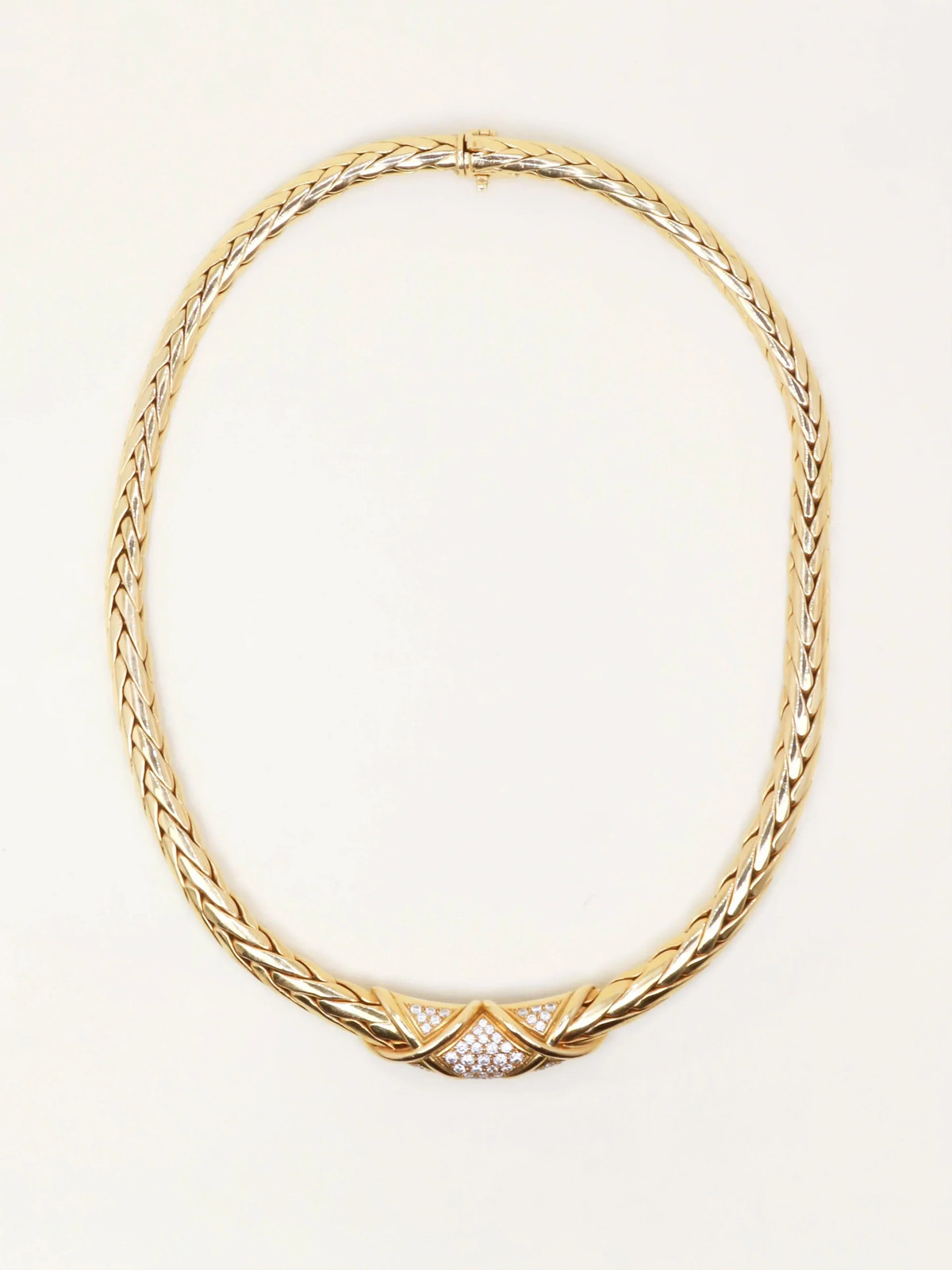 GAY FRERES Vintage Gold Twisted Diamond Necklace GAY FRERES Vintage Gold Twisted Diamond Necklace